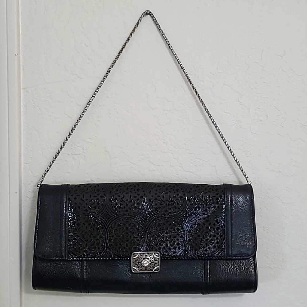 Brighton Black Leather Evening Bag.